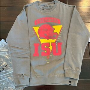 Gameday Social Iowa State Cyclones Gray Football Helmet Sweatshirt